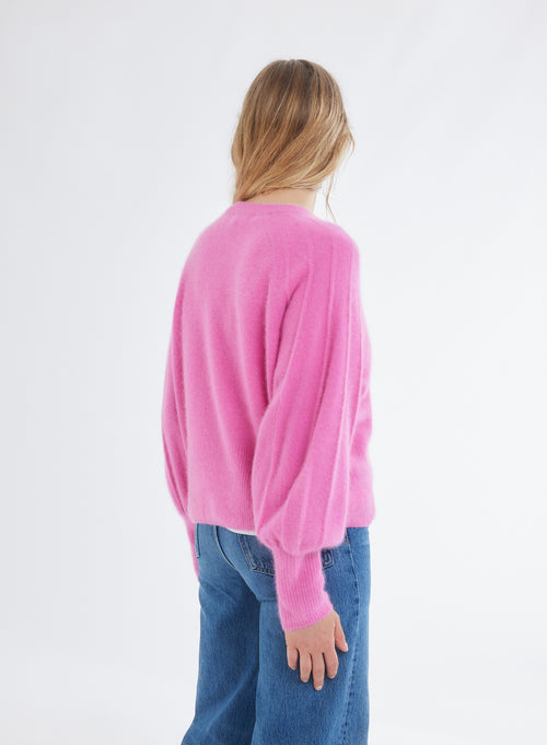 Pull Rose Col Rond Manches Raglan longues - MAJESTIC FILATURES