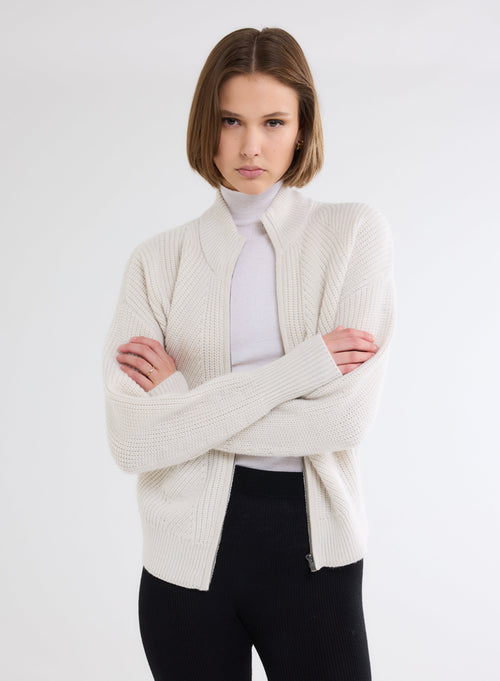 White High Neck Sweater with Elbow Sleeves - MAJESTIC FILATURES