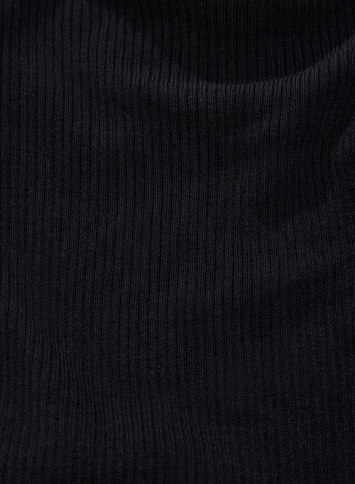 Black Round Neck Long Sleeve Sweater - MAJESTIC FILATURES