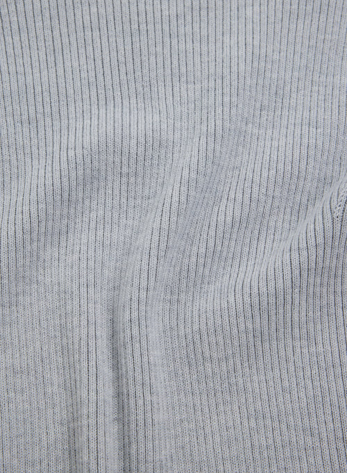 Pullover Grau Rundhalsausschnitt Ärmel Ellbogen aus Merinowolle - MAJESTIC FILATURES