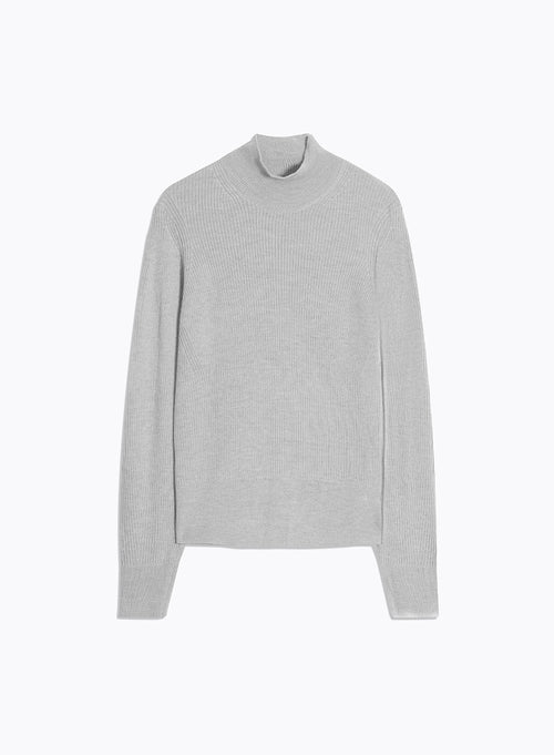 Pullover Grau Stehkragen Langarm - MAJESTIC FILATURES