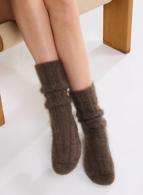 Braune Socken aus Mohair - MAJESTIC FILATURES