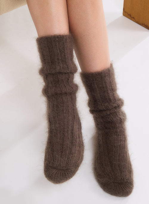 Braune Socken aus Mohair - MAJESTIC FILATURES