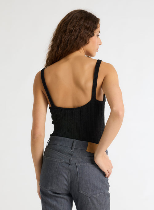 Black V-neck tank top - MAJESTIC FILATURES