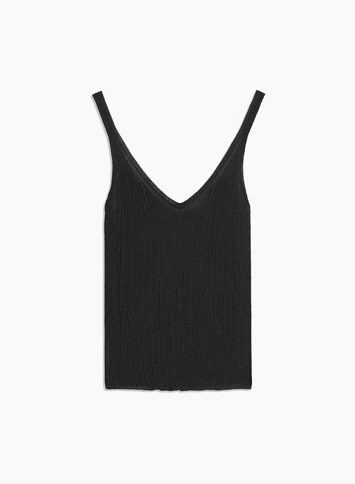 Black V-neck tank top - MAJESTIC FILATURES