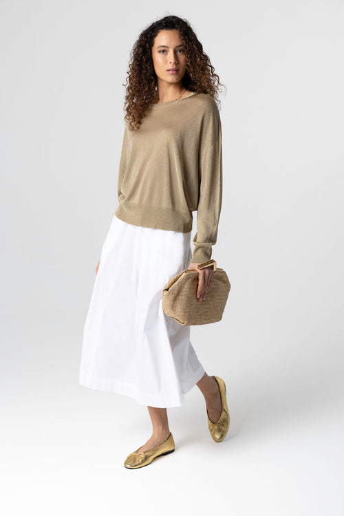 Pullover mit Rundhalsausschnitt und langen Ärmeln aus Acetat / Metallfaser / Polyamid in Gold - MAJESTIC FILATURES