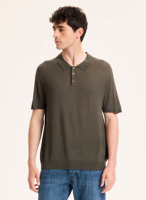 Polo Vert Col Polo Manches Courtes en Soie / Viscose - MAJESTIC FILATURES