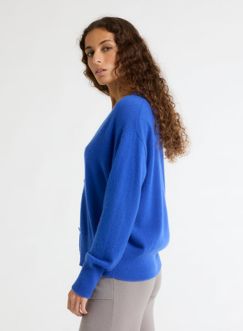 Blue V-neck Long Sleeve Vest - MAJESTIC FILATURES