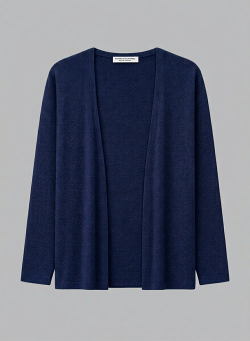 Navy V-neck Long-Sleeve Cashmere Cardigan - MAJESTIC FILATURES