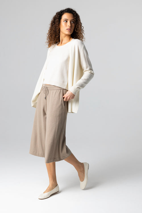 Gilet Blanc Col V Manches Longues en Cachemire - MAJESTIC FILATURES