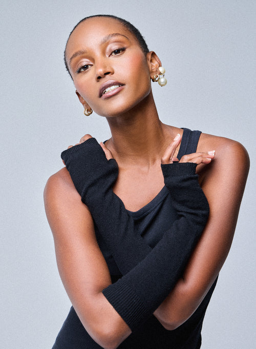 Manoplas de cachemir negro - MAJESTIC FILATURES