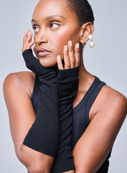 Manoplas de cachemir negro - MAJESTIC FILATURES