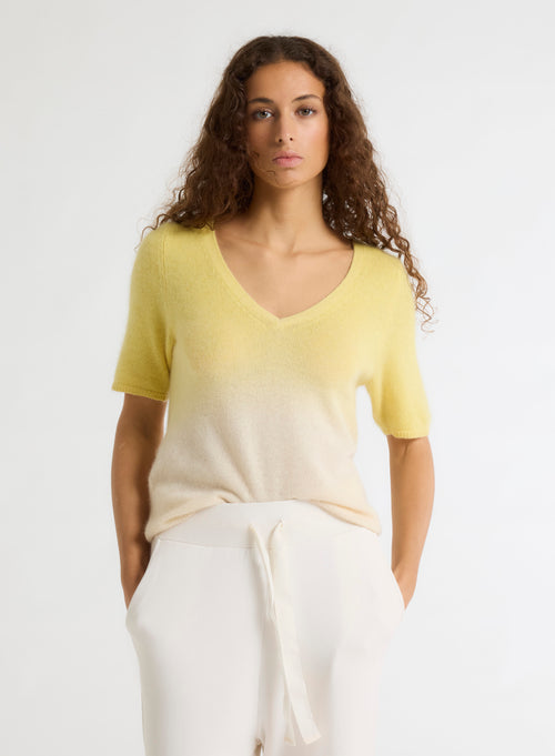 Gray Round Neck Short Sleeve Sweater - MAJESTIC FILATURES