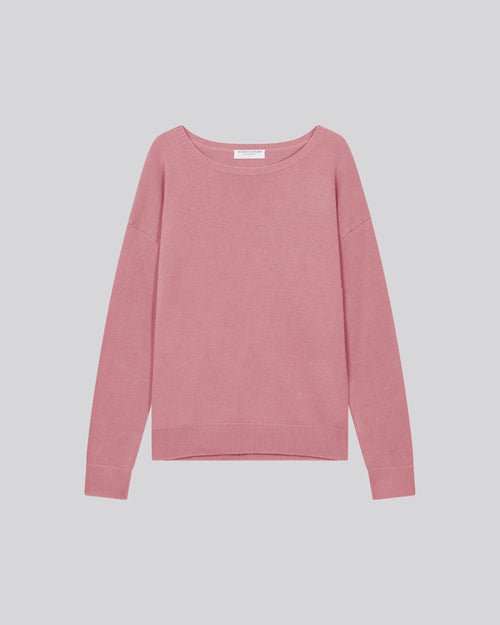 Pink Round Neck Long Sleeve Merino Wool Sweater - MAJESTIC FILATURES