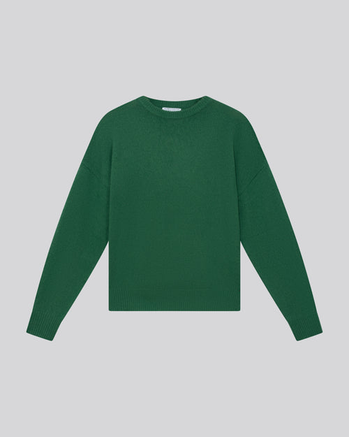 Grüner Pullover mit Rundhalsausschnitt und langen Ärmeln aus Wolle / Kaschmir - MAJESTIC FILATURES