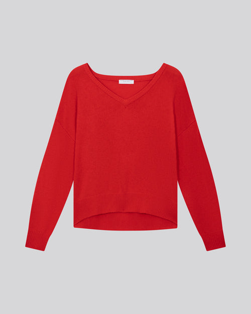 Jersey de cuello alto de manga larga naranja en lana / cachemir - MAJESTIC FILATURES