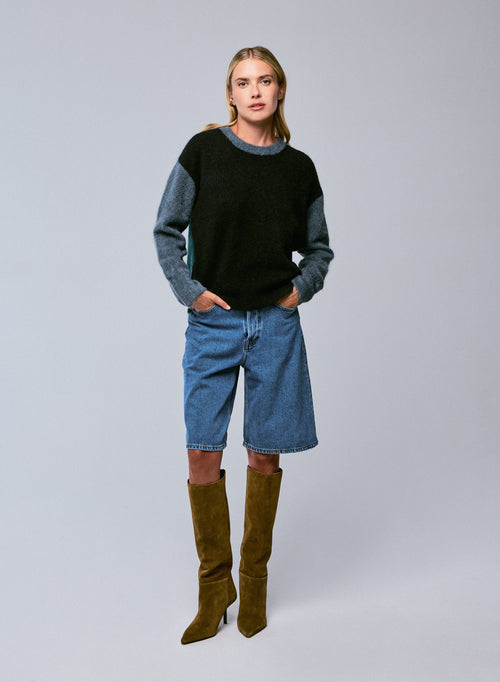 Pull multicouleur Col Rond Manches Longues en Alpaga / Polyamide / Elasthanne - MAJESTIC FILATURES