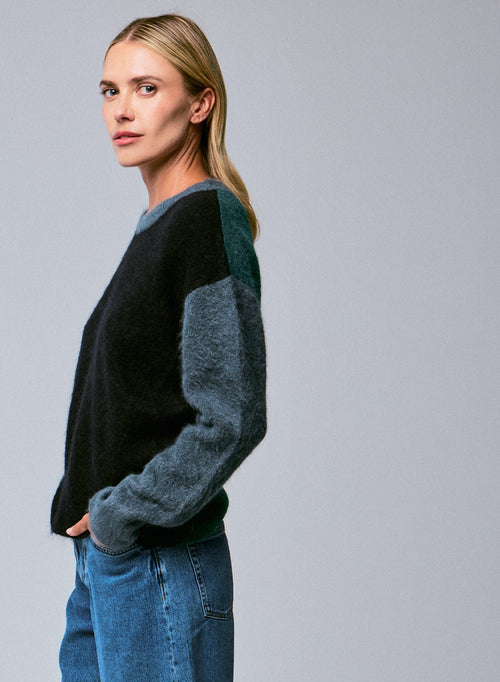 Pull multicouleur Col Rond Manches Longues en Alpaga / Polyamide / Elasthanne - MAJESTIC FILATURES