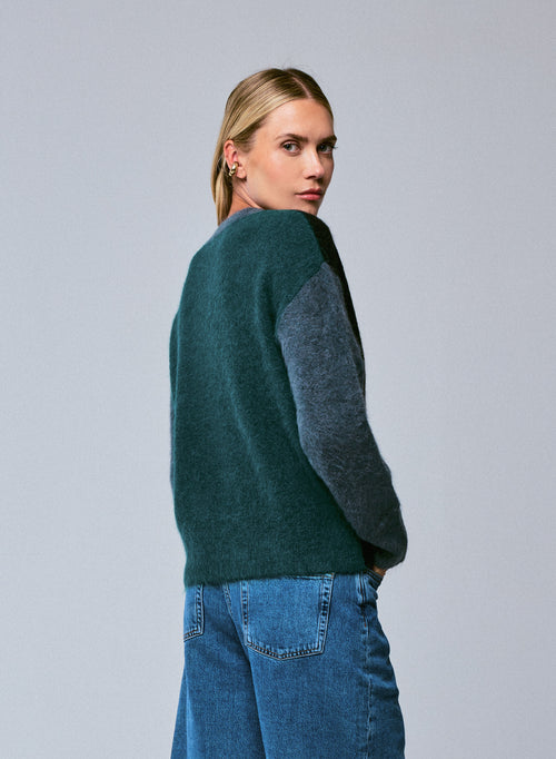 Pull multicouleur Col Rond Manches Longues en Alpaga / Polyamide / Elasthanne - MAJESTIC FILATURES
