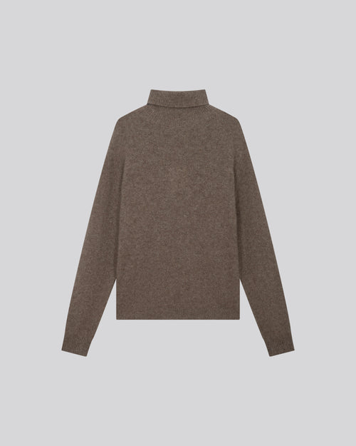 Beige Turtleneck Sweater Long Sleeves in Wool / Fox / Polyamide - MAJESTIC FILATURES