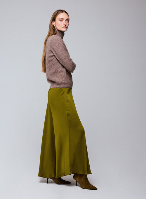Beige Turtleneck Sweater Long Sleeves in Wool / Fox / Polyamide - MAJESTIC FILATURES