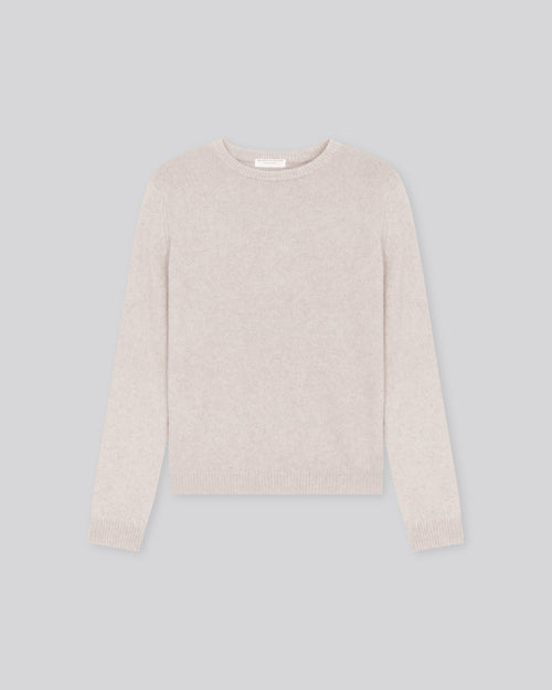 Milk Round neck Long Sleeves Sweater in Wool / Fox / Polyamide - MAJESTIC FILATURES