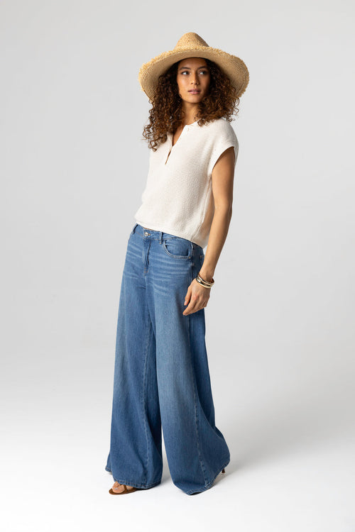 Polo blanco sin mangas de algodón - MAJESTIC FILATURES