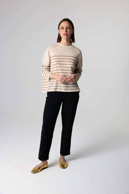 Striped desert sweater with long sleeves in linen - MAJESTIC FILATURES