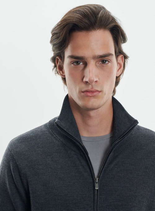  Merino wool and elastane cardigan - MAJESTIC FILATURES