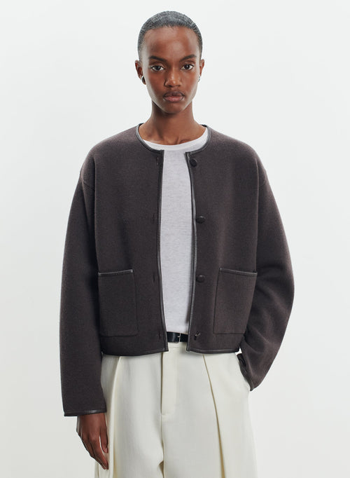 Veste en cuir, cachemire et laine - MAJESTIC FILATURES
