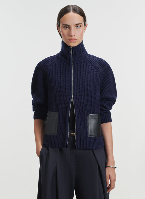 Gilet en cuir et laine mérinos - MAJESTIC FILATURES