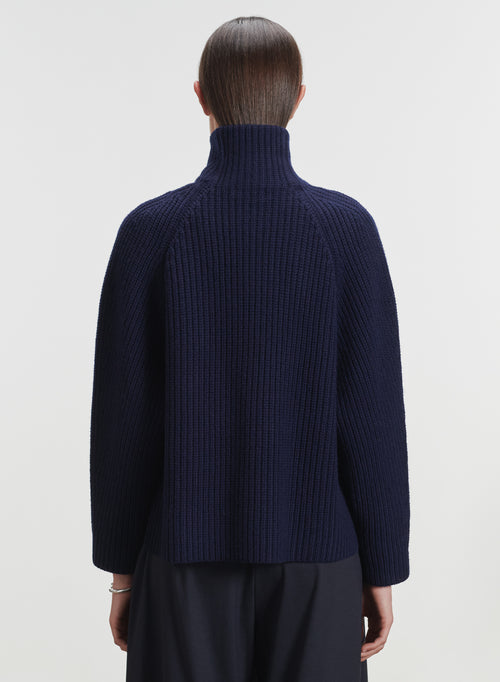 Cardigan in leather and merino wool - MAJESTIC FILATURES