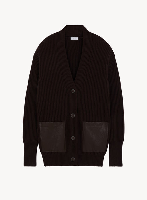 Cardigan en cuir et laine mérinos - MAJESTIC FILATURES