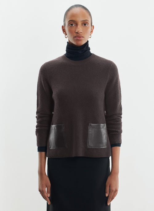 Pull en cuir et laine mérinos - MAJESTIC FILATURES