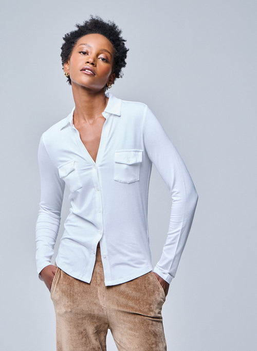 Anna White Viscose Shirt - MAJESTIC FILATURES