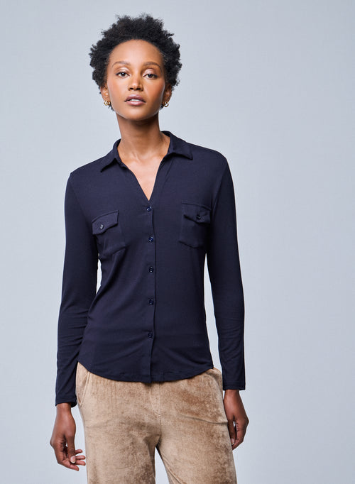 Marine Anna Viscose shirt - MAJESTIC FILATURES