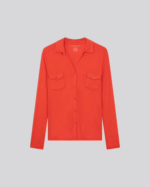 Orange Shirt Long Sleeve Viscose / Elastane Shirt - MAJESTIC FILATURES