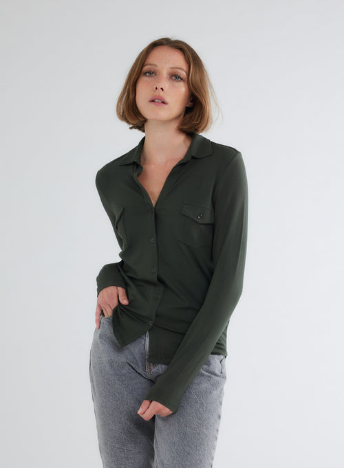 Chemise Vert Manches Longues - MAJESTIC FILATURES