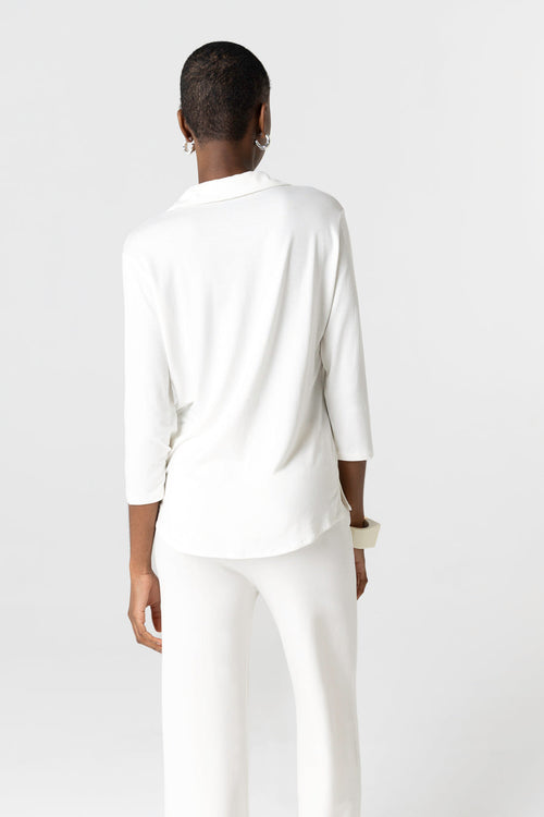 Hemd mit Dreiviertelärmeln aus Viskose/Elasthan in Creme - MAJESTIC FILATURES