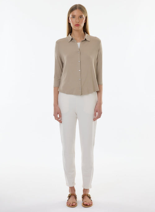 Beige 3/4 Sleeve Shirt - MAJESTIC FILATURES