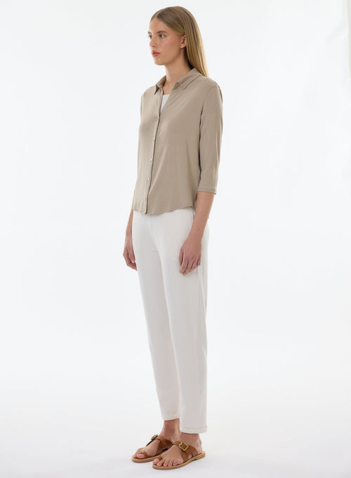 Beige 3/4 Sleeve Shirt - MAJESTIC FILATURES