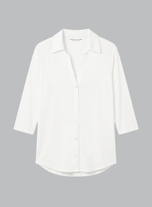 Hemd mit Dreiviertelärmeln aus Viskose/Elasthan in Creme - MAJESTIC FILATURES