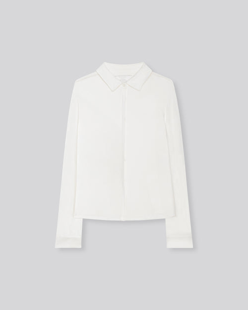 White Shirt Long Sleeve Viscose / Elastane Shirt - MAJESTIC FILATURES
