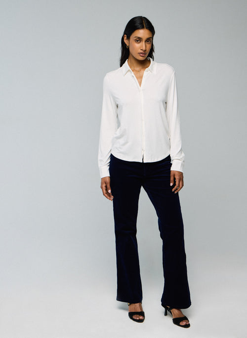 White Shirt Long Sleeve Viscose / Elastane Shirt - MAJESTIC FILATURES