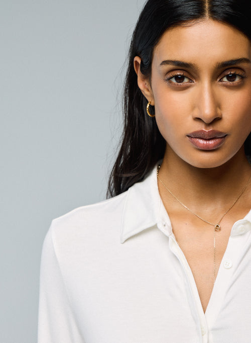 White Shirt Long Sleeve Viscose / Elastane Shirt - MAJESTIC FILATURES