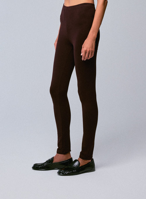 Pantalones de viscosa / elastano berenjena - MAJESTIC FILATURES