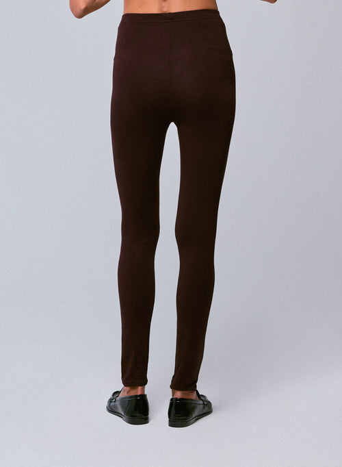 Pantalones de viscosa / elastano berenjena - MAJESTIC FILATURES