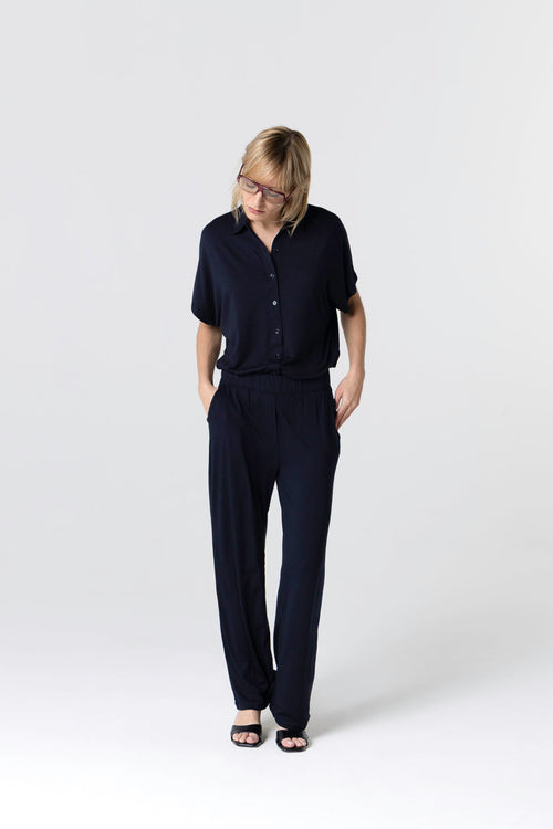 Pantalon Marine en Viscose / Elasthanne - MAJESTIC FILATURES