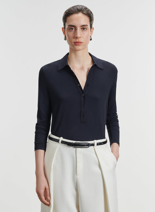 Viscose and elastane polo shirt - MAJESTIC FILATURES
