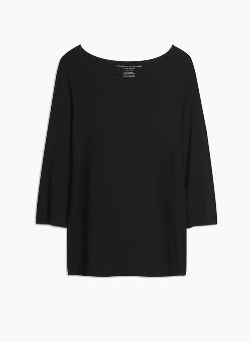 "Adèle Vicose / Elastane Boat Neck T-shirt" - MAJESTIC FILATURES